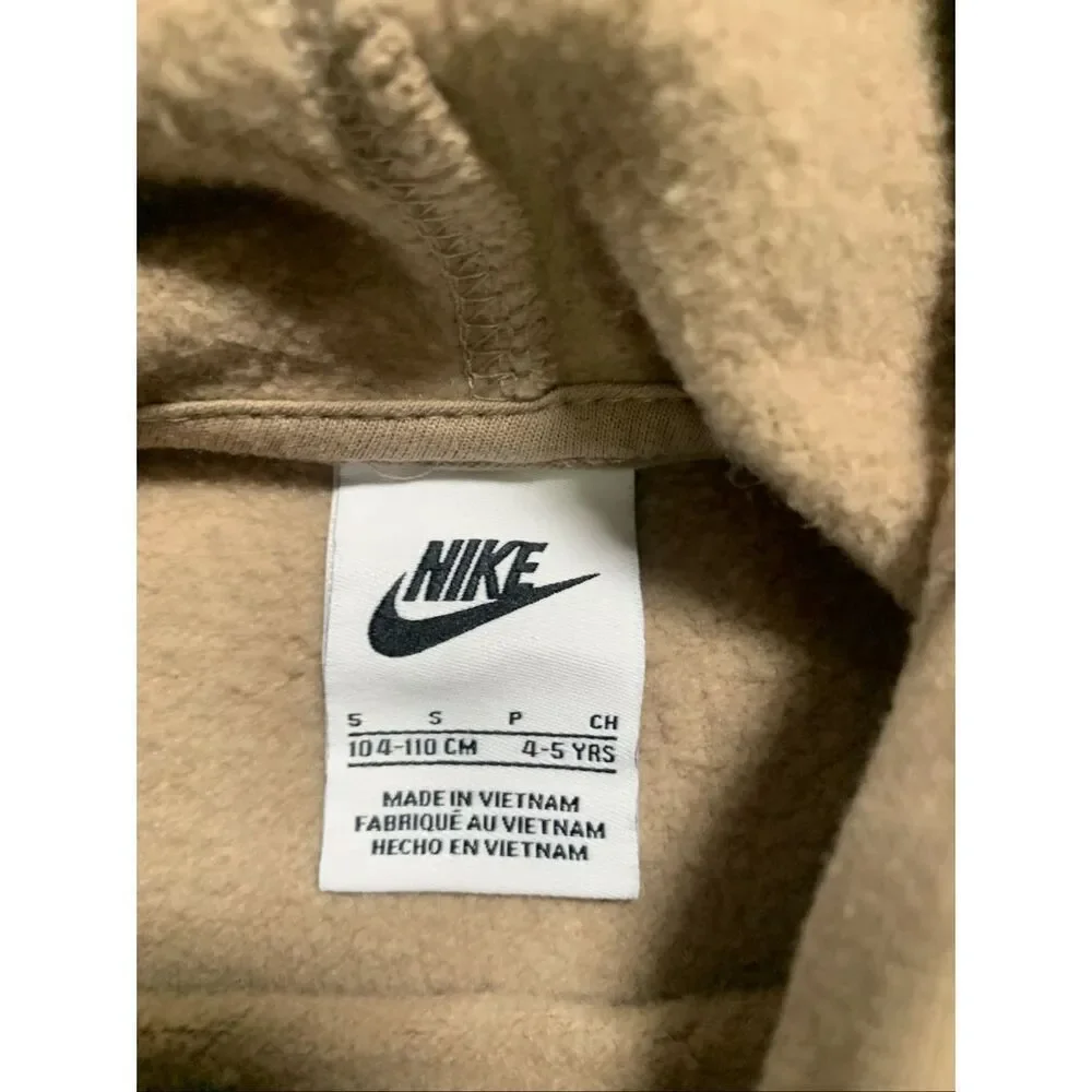 Nike Big Kids Beige Tan Hoodie with Graphic Logo Size  4-5